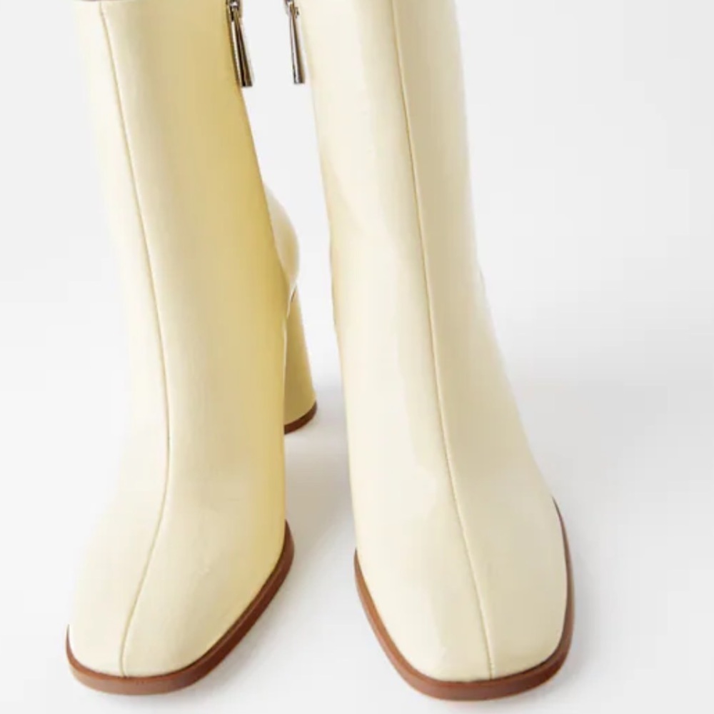 ZARA FAUX-PATENT-FINISH HEELED ANKLE BOOTS SZ  10 - Picture 5 of 8